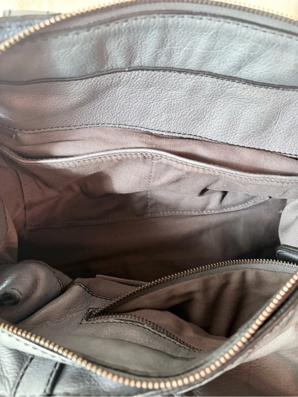 Liebeskind Gray Leather Double-Handle Satchel